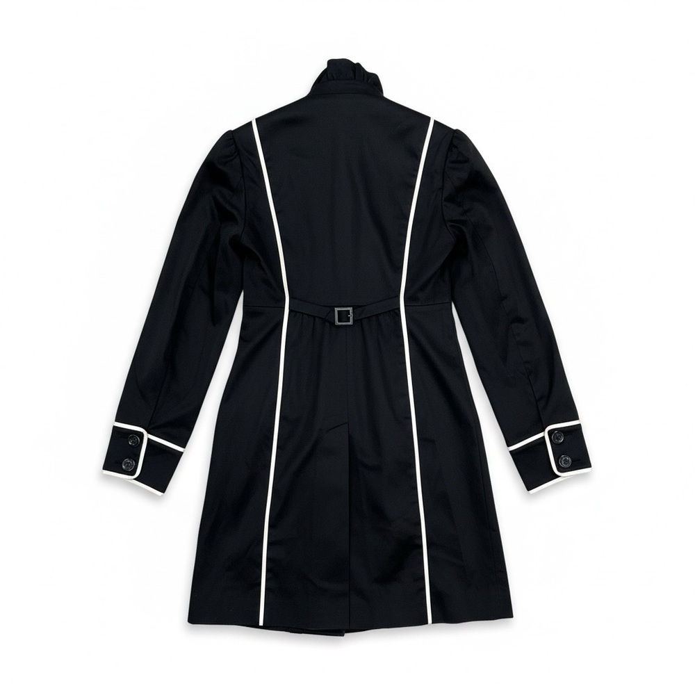 Betsey Johnson Black Dress Coat White Piping Princess Structured Size 10 - Picture 6 of 13
